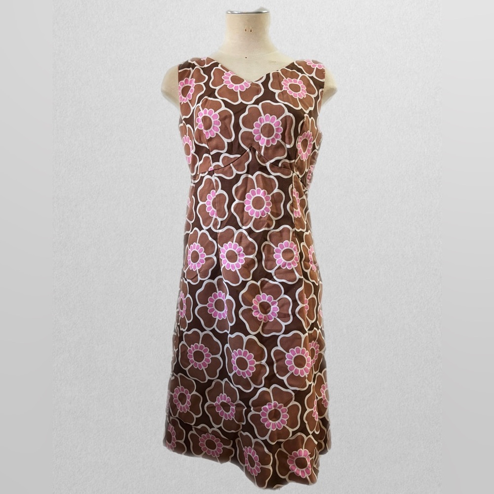 Vintage Floral Brown and Pink Dress